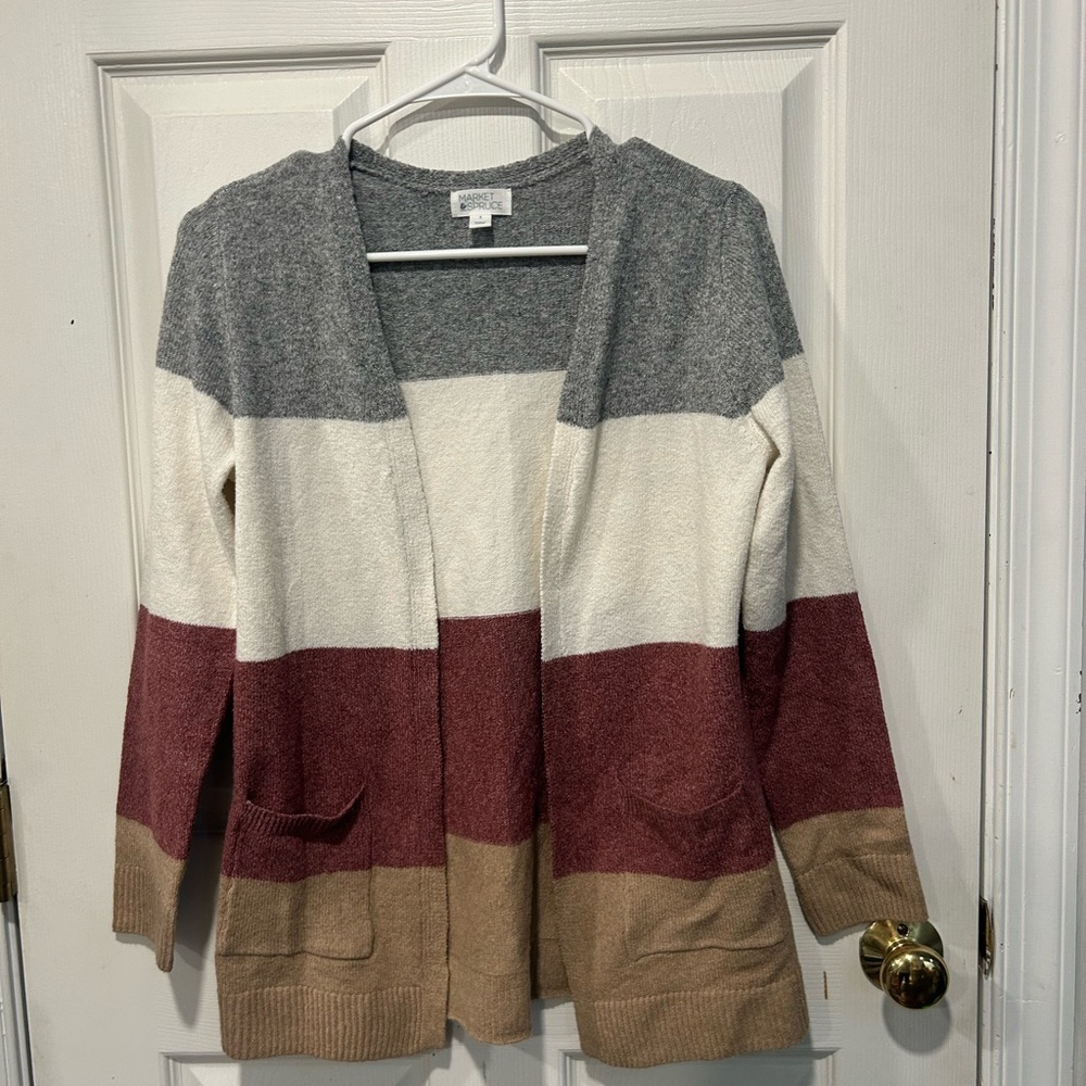 Market & Spruce Multicolor Striped Cardigan Size Small